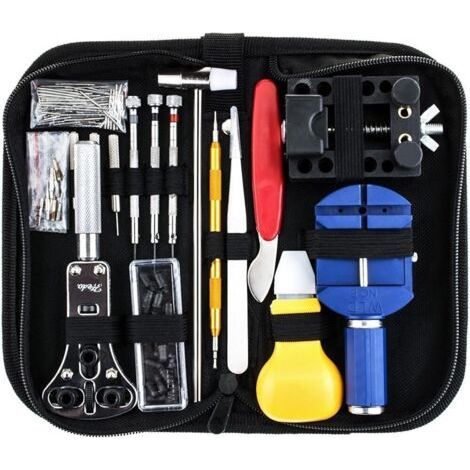 Kit de Réparation de Montre, Ensemble d'Outils de Barre de Ressort Professionnel, Kit d'Outils de Broche de Bande Lien pour Montre avec Étui de Transport (1/5)