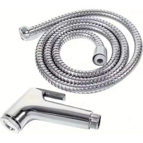 (Argent, 1 ensemble) Douchette de robinet de salle de bain, douchette de bidet portable pour toilettes, douchette à main, pulvérisateur d'eau brossé (1/5)