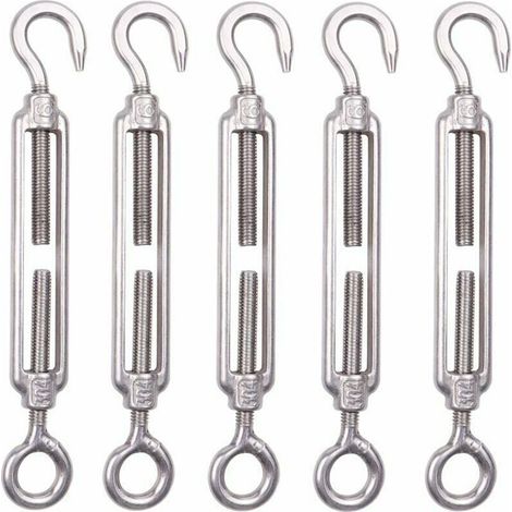 Set mit 5 M6-Kabelspannern aus Edelstahl, 6 mm, Zaunspannhaken, verstellbare Drahtgitterspanner aus Edelstahl 304 für Seile, Kabel, Wäscheleinen, Gartenzäune, Superma