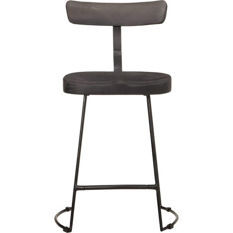Tabourets de bar  Chaise de bar lot de 2 noir 49x43x79 cm bois manguier massif