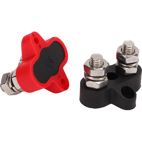 Bornes doubles M8 renforcées 48 V, noires et rouges, avec gaine thermorétractable et bornes en cuivre, universelles (1/5)