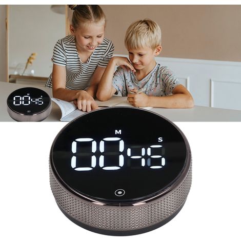 Rotierender, geräuschloser, magnetischer Countdown-Küchentimer für Kinder und Schüler, fördert Selbstdisziplin, Stoppuhr, Küchenerinnerung, magnetischer LED-Countdown-Timer, schwarz. (1/5)