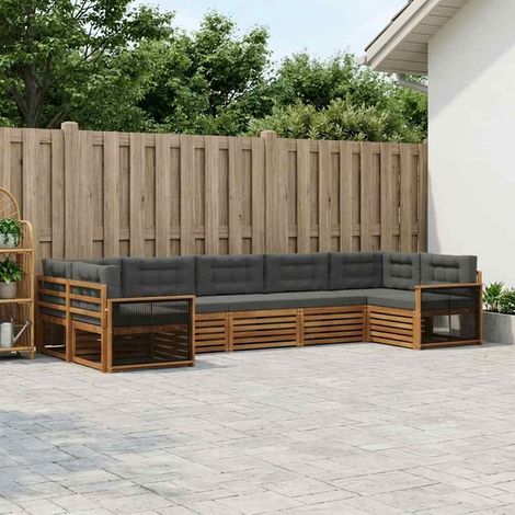 vidaXL Outdoor-Sofagarnitur mit Kissen 7 pcs Natur und Anthrazit (1/5)