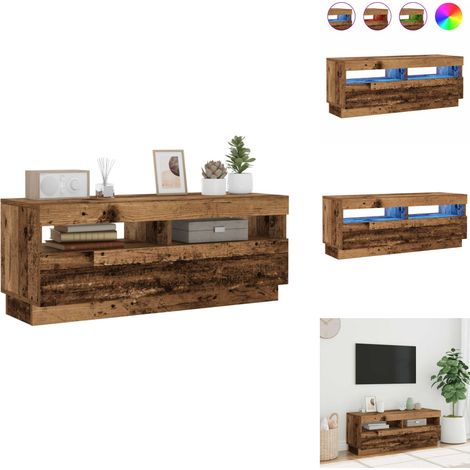 Meuble TV avec lumières LED vieux bois bois d'ingénierie - Meuble TV - Meubles TV - Support TV - Meuble Hifi (1/5)
