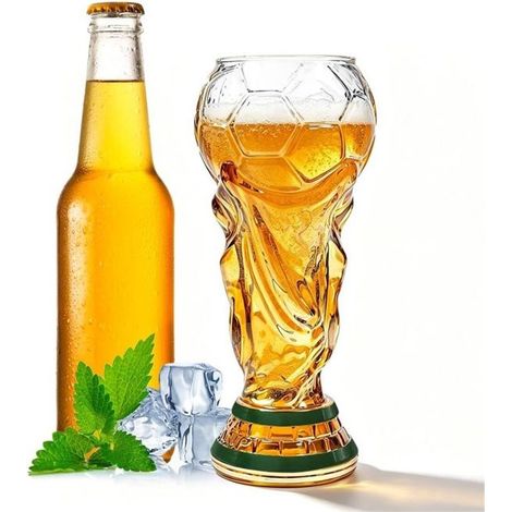 Chope bière verre Coupe du Monde 2026 – 480 ml, motif football – Résistante chaud/froid – Transparent (1/5)