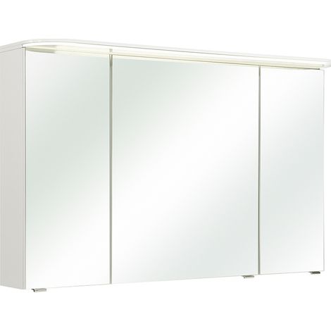 Spiegelschrank, weiß Glanz, mit LED Kranzboden und 3D Funktion, BUDVA-66, B/H/T ca. 120/72,3/17 cm (1/5)
