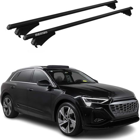 Menabo Dachträger Grundtäger kompatibel mit Audi Q8 e-tron 2022-2026 Aluminium 75kg Schwarz 2tlg Geschlossene Reling für Fahrradträger, Dachboxen, Skiträger Abschließbar