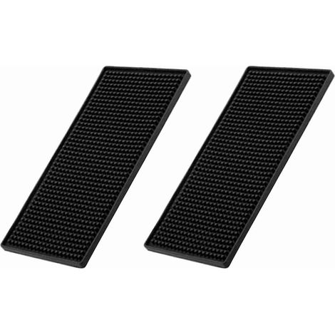 Set aus 2 isolierten Tischsets und Abtropfschalen aus dickem, schwarzem PVC, hitze- und kältebeständig, für Küche und Haushalt. (1/5)