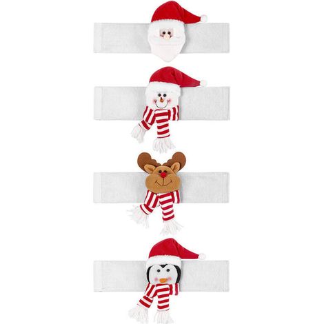 4er-Pack Weihnachtsgardinenknöpfe mit Weihnachtsmann, Schneemann, Elch und Pinguin – Kreative Cartoon-Gardinenhalter für Hotel, Restaurant, Zuhause – Fensterdekoration – Geschenkidee (1/4)