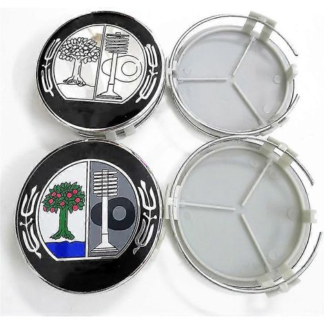 4 cache-moyeux de roue de 75 mm avec emblème Affalterbach pour Mercedes-Benz W211, W124, AMG, W212, W220, C180, W221, W210, W126 et W204, noir. (1/2)