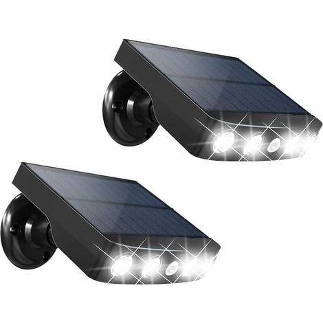 4 LED-Solar-Außenleuchten mit leistungsstarkem 2-W-Solarpanel, Bewegungsmelder, 360° kabellos verstellbare Garten-Sicherheitswandleuchte (2er-Set) (1/5)