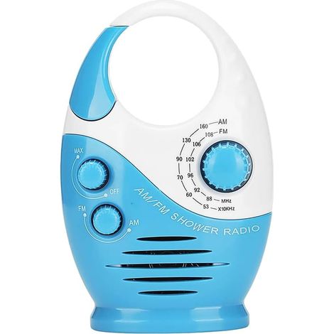 Radio de Douche étanche, Radio AM FM Portable avec Conception à Crochet, Haut-Parleur intégré, adaptée à la Salle de Bain, à la Cuisine et à l'extérieur (1/5)