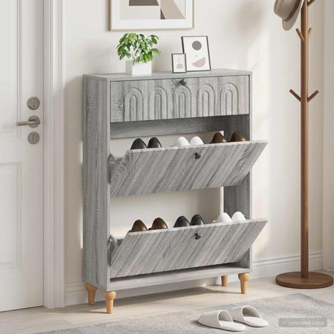 vidaXL Shoe Cabinet ALKMAAR 78 x 24 x 103 cm Engineered Wood (1/5)
