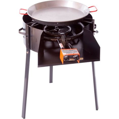 Barbacoa redonda portátil con quemador de gas y paellera pulida para exterior Ø50 cm