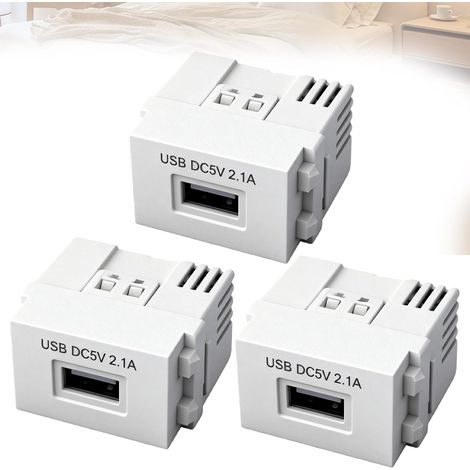 Lot de 3 modules d'alimentation USB, transformateur 220 V vers 5 V, adaptateur de charge 2,1 A, bloc d'alimentation encastré, prise de charge, adaptateur de commutation, USB encastré pour (1/5)