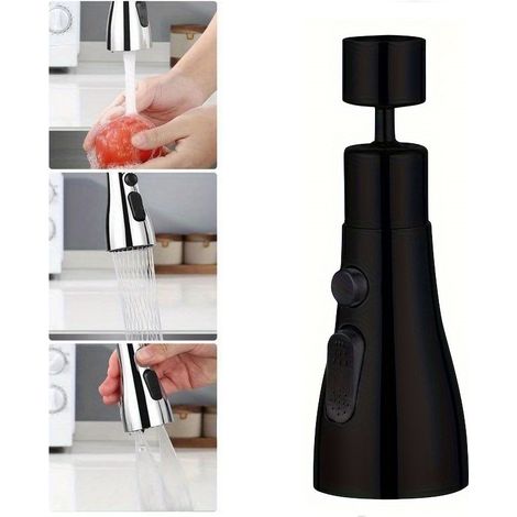 Pommeau de douche aérateur anti-éclaboussures pour robinet de cuisine, rotation à 360°, 3 fonctions, pulvérisateur d'évier, extractible (1/5)