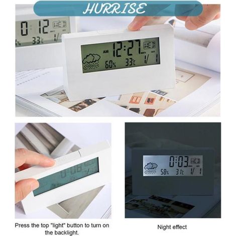 Sonew horloge de bureau numérique Réveil numérique, horloge de bureau transparente avec date, luminaire pack Transparent (1/5)