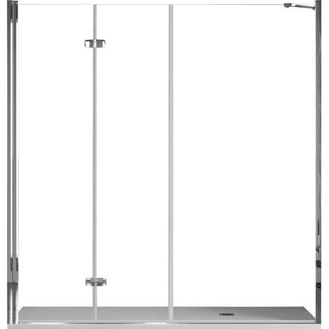 Porta Parete Doccia 135 cm 1 anta a Libro in Cristallo trasparente 6mm H195 Bonussi Lorena (1/5)