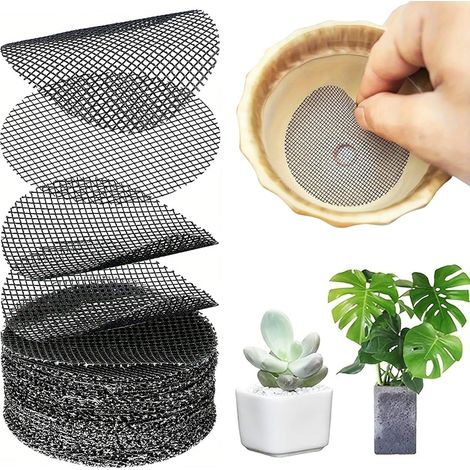 CCYKXA 100 Piece Bonsai Drainage Grid, Mat for Round Flower Pots, Plastic Grid for Bonsai Cup, Flower Pot or Planter. (1/5)