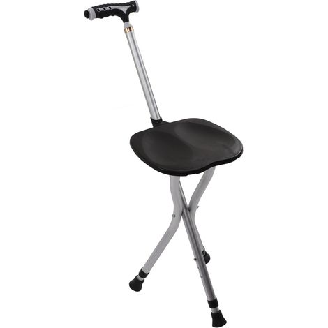 Tabouret pliable antidérapant réglable en hauteur chaise béquille en alliage d'aluminium avec lampe de poche pour personnes âgées (1/5)