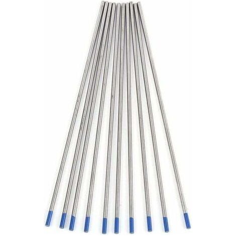 QORVA-10 pièces électrodes de tungstène de soudage. Pointe Bleue d'électrode lanthane 1.0/1.6/2.4mm. Tige d'électrode de tungstène de soudage de qualité supérieure lanthane à 2%(2.4 x 150 mm)