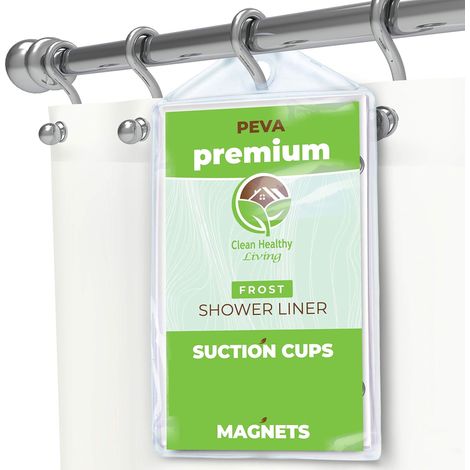 Rideau de Douche PEVA avec aimants et ventouses - 70 x 71 po de Long. (1/4)