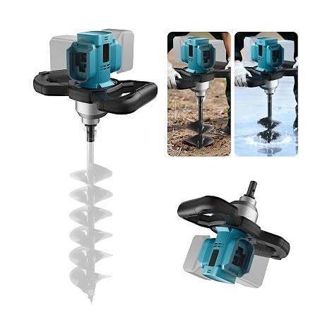 1 Tarière Sans Fil Moteur Brushless 1200 W Double Batterie Compatible Makita 18 V Pour Foret 205 mm Travaux Sol (1/5)