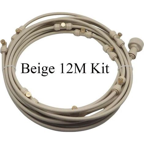 Verdunstungskühlsystem für den Außenbereich, vormontierter Wassersprüher für Terrasse, Garten, Gewächshaus und Pflanzen, Bewässerungsset 6-18 Meter, beiges Set 12 m (1/5)
