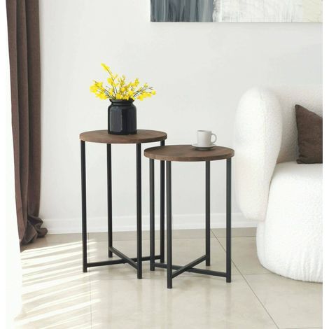 Dmora - Mesa de café Furud, Mesa de centro baja, Revistero para sofá, Estante de la sala de estar, 70x35h55 cm, Nuez, con embalaje reforzado (1/5)