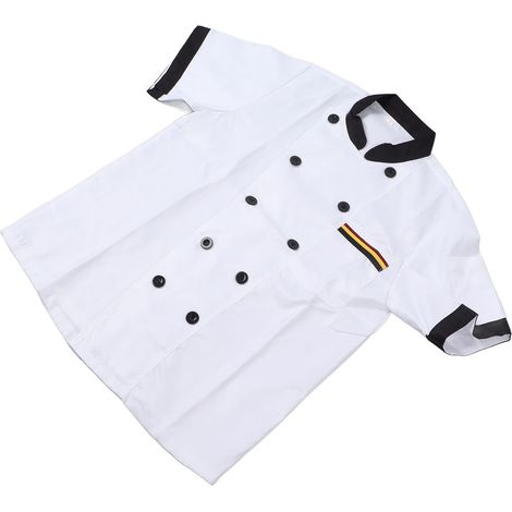 Uniforme de cuisinier homme à manches courtes, uniforme d'été professionnel pour hôtel et restaurant, col blanc et noir, taille M (1/5)