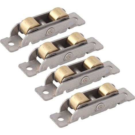 Lot de 4 roulettes à galets inox cuivre pour coulissant terrasse vitrage, roulement à billes, réparation porte fenêtre (1/5)