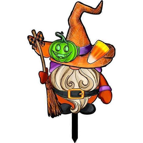 Panneau décoratif de jardin en acrylique pour Halloween, sorcière et gnome - TYU203B (1/5)