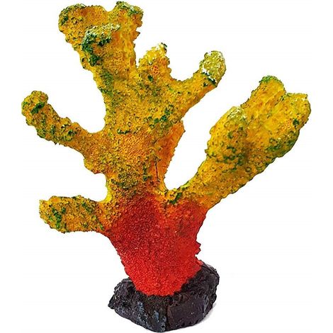 TRADE SHOP - Corallo In Resina Ornamento Per Acquario Giallo Arancione 13x6x16 Cm Sottomarino -