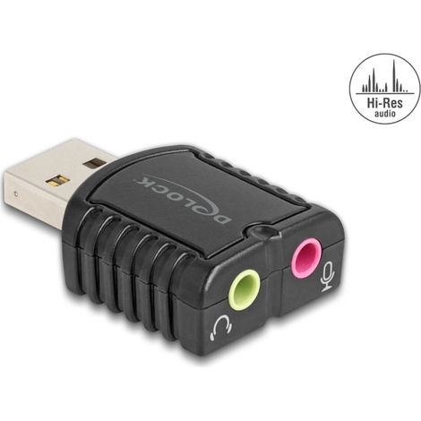 Delock Tarjeta de sonido USB externa de 24 bits / 96 kHz Plug & Play para Windows, MAC, Linux, Chrome OS