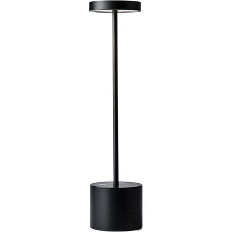 VURAHOME - Lampe de table sans fil LED rechargeable USB moderne - En aluminium - Intensité variable - Pour restaurant, chambre à coucher, table de chevet, noir,Tricolore Touch (1/5)