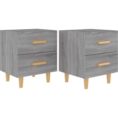 Lot de 2 Tables de Chevet, Tables de nuit, pour Chambre Salon Couloir, Sonoma gris 40x35x47,5 cm OIB1402E (1/5)