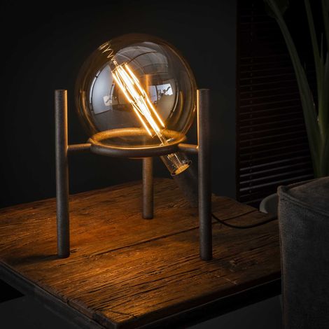 Lampe de table vintage 28x28x34 cm en métal argent vieilli - AMP