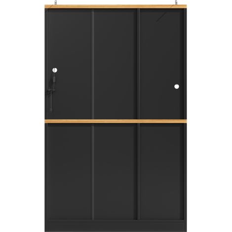 Hoher Küchenschrank mit LED-Beleuchtung, 104 x 40 x 180 cm, Schwarz, MDF (1/5)