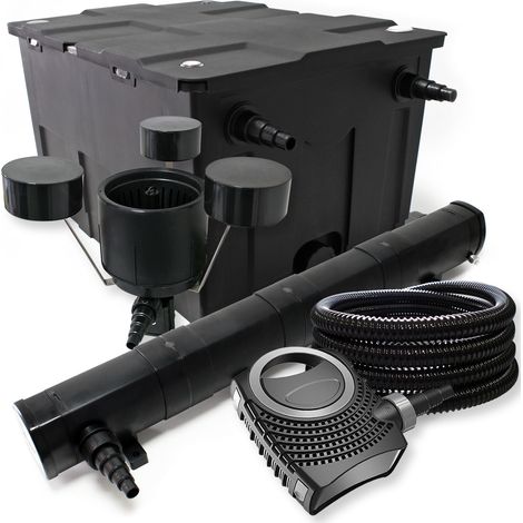 Kit filtro Bio Filtro 60000l 72 W clarificador Bomba de estanque skimmer y manguera jardin
