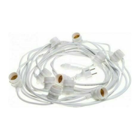 CATENA stagna gomma BIANCA STRINGA 10 metri 10 attacchi e27 CORDONIERA luce LED IMPERMEABILE IP54
