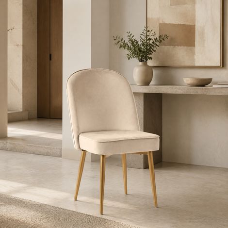 MEUBLIV Set di 2 sedie da sala da pranzo 45,5 x 62 x 87,5 cm beige – schienale curvo (1/5)