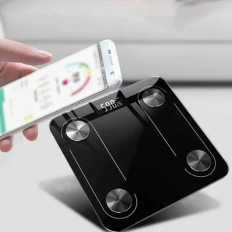 Balance connectée Bluetooth avec écran LCD sensible et affichage clair du poids corporel, mesure automatique et précise. (1/5)