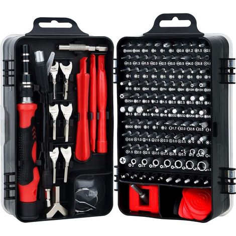 Screwdriver Precision Kit Tools, Mini Set of tools of Repair, Set of Screwdriver of Precision in Steel S2 for Phones Portable, Computer Portable, Shown,(135 in 1 ) (1/5)