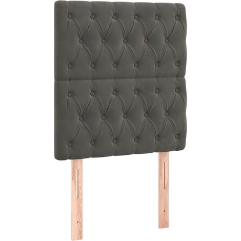 Testiera Testata del letto Grigio Scuro 80x7x118/128 cm Velluto (1/4)