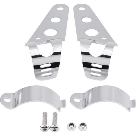 Jeffergarden 1 paire de supports de phare de moto en acier inoxydable Support de support universel (argent) (1/5)