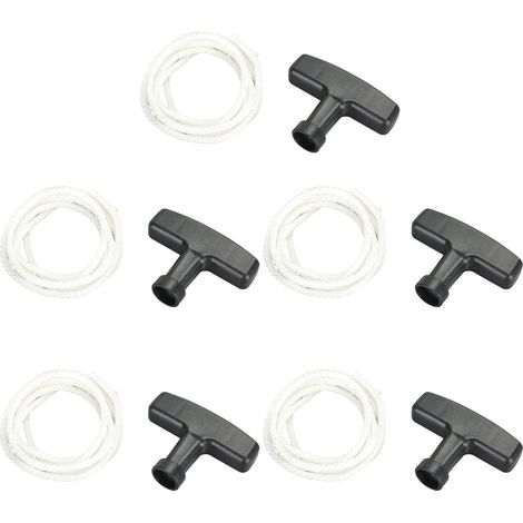 Cordons de traction pour tondeuse à gazon, 5 pièces, 125cm, poignée blanche, démarreur avec poignées noires pour générateur à essence
