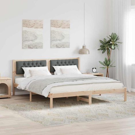 Cadre de lit Gris foncé 160 x 200 cm Pin massif (1/5)
