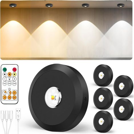1 Spot Sans Fil, Led Rechargeable, 3000k-6000k, Dimmable, Telecommande, Cuisine Armoire Vitrine