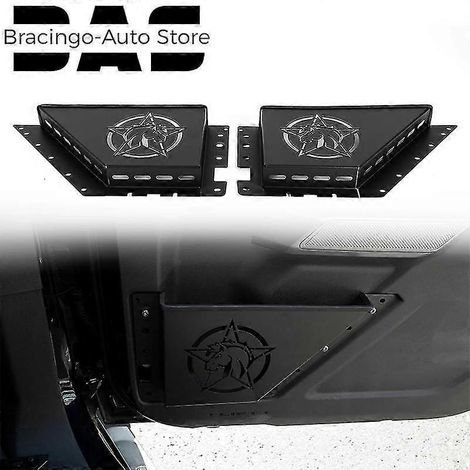 Bracingo Paar schwarze Türablagefächer mit Sterndesign, Türseiteneinsatz, Organizerbox passend für Ford Bronco 2022 4-Türer