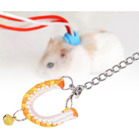 Collier pour animaux de compagnie en nylon et cuir souple réglable, petit collier, pour prendre une photo (jaune + orange) (1/5)